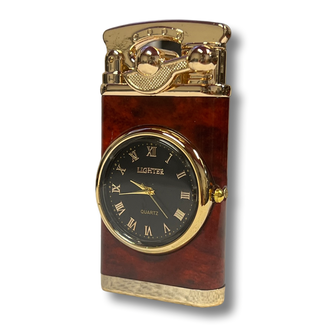 Sherlock Torch Lighter Single Flame Clock Mahogany