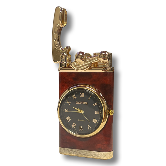 Sherlock Torch Lighter Single Flame Clock Mahogany