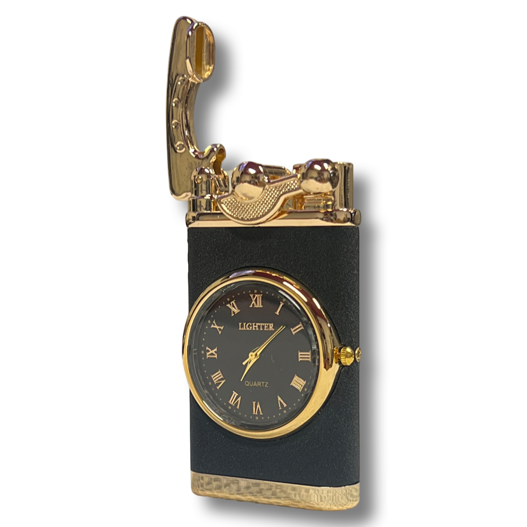 Sherlock Torch Lighter Single Flame Clock Black Matt
